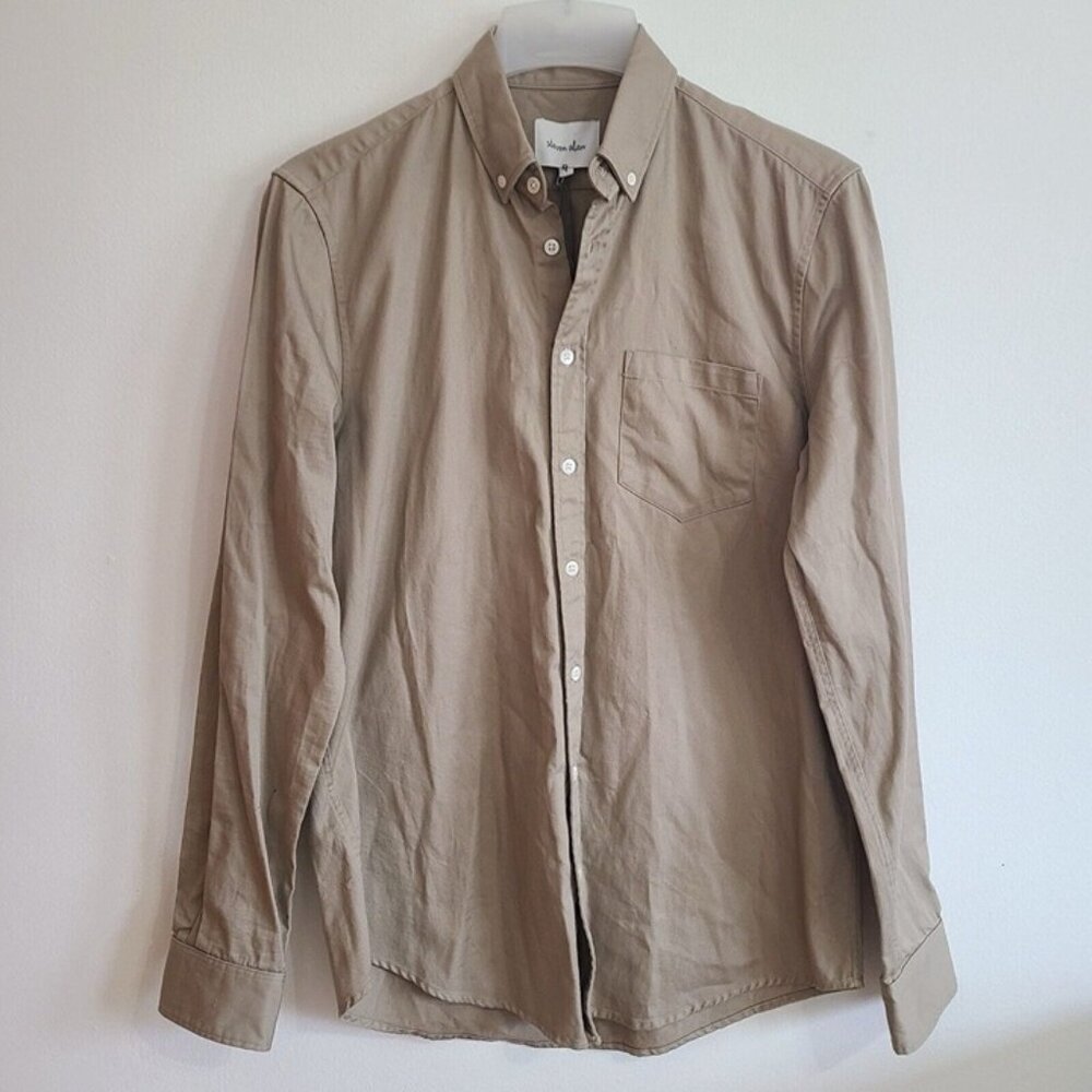 NWT Steven Alan Men’s Masters Shirt Khaki 100% Cotton Size S